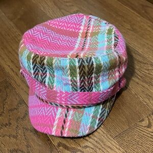 Pageboy cap in Pink Plaid